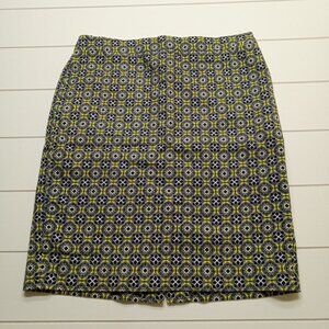 J.Crew Yellow Geometric Pencil Skirt Classic Preppy Ivy League Womens 4